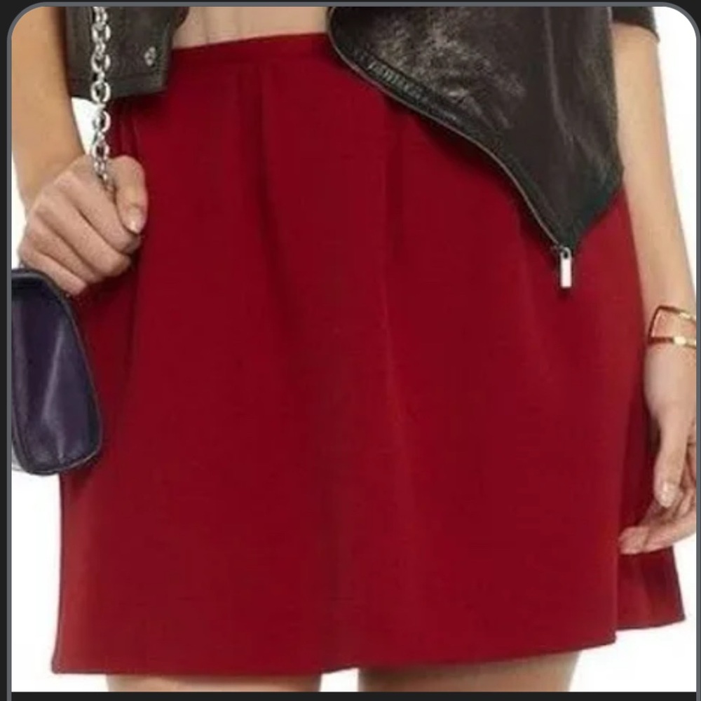 Theory LILORY W Valleius Deep Red Wool Tulip Mini Skirt Size 2 Rocker